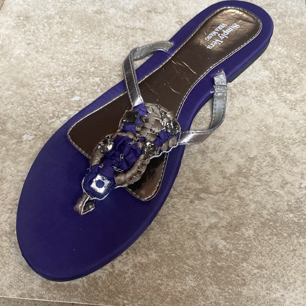 Simply Vera Vera Wang Purple and Silver Braided Thong Sandals
